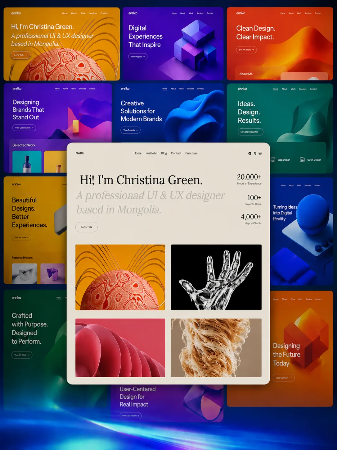 Colorful UI design portfolio collage